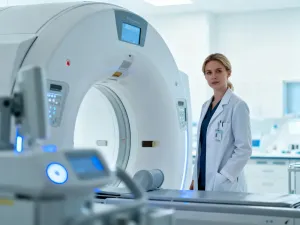 Mężczyzna stojący na szczycie Tatr o zachodzie słońca, symbolizujący dumę i majestat polskich gór.