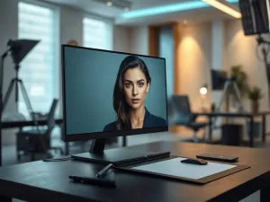Profesjonalna sesja zdjęciowa perfum z wykorzystaniem softboxów i naturalnego światła w minimalistycznym studiu.